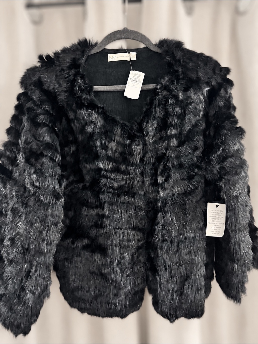 Neiman Marcus AUTHENTIC Black Rabbit Fur Jacket NWT– XL